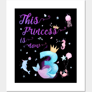 This Princess Is Now Three Years Old 3rd Girl Cute Birthday Posters and Art